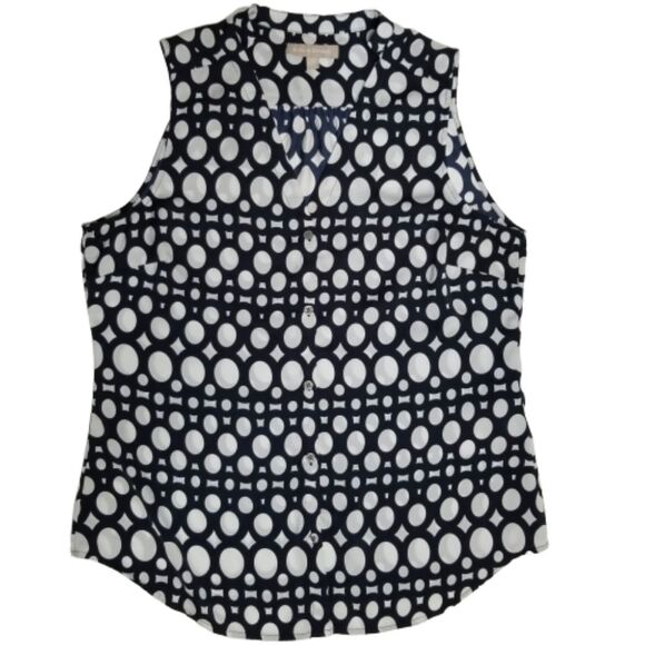 Banana Republic Sleeveless Button Up Navy White - Picture 1 of 6